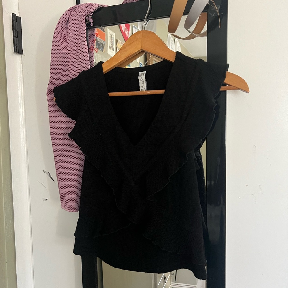 American Rag Black Ruffled Blouse